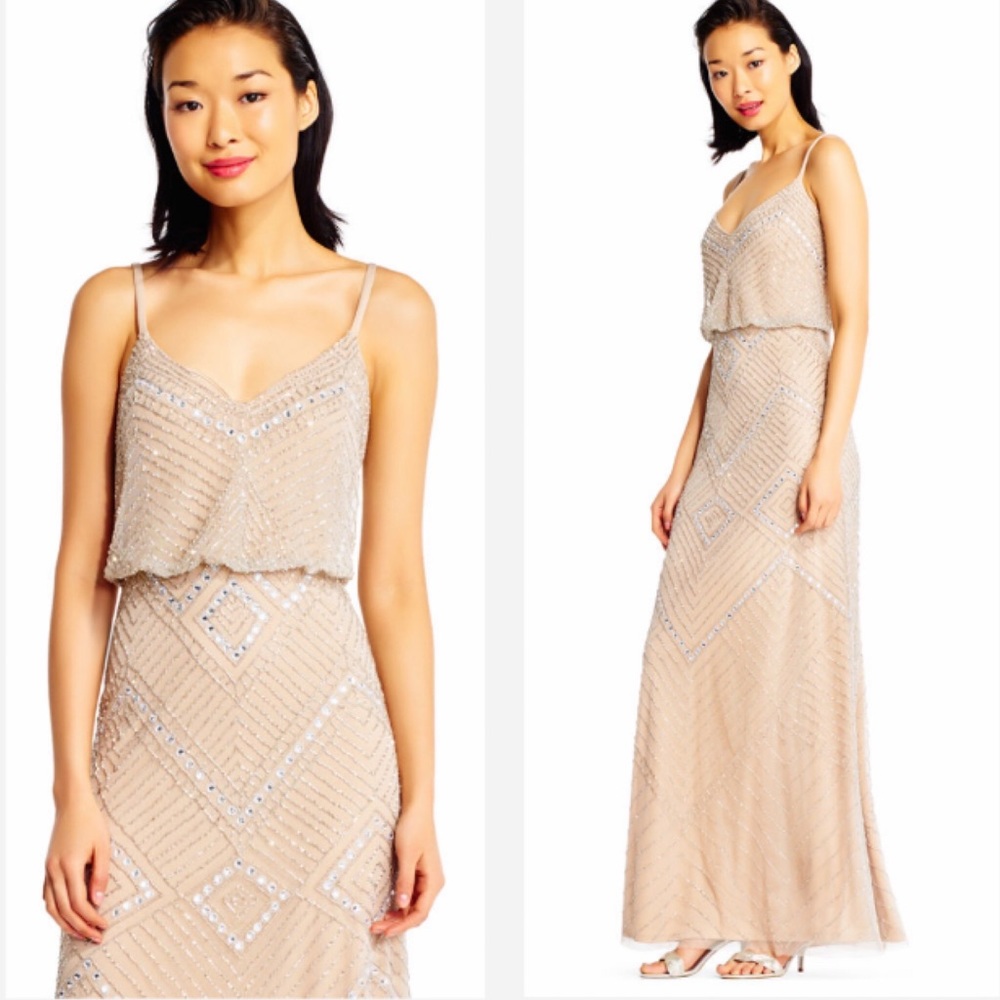 Adrianna Papell sequin beaded blouson dress - Picture 2 of 7